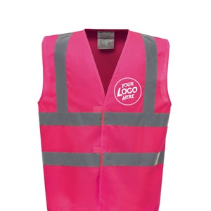 Personalised Pink Enhanced Hi Vis Vest Custom Work Printed Front & Back Vest Workwear Text Or Logo Hospitality Working