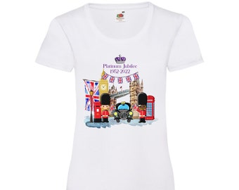 Queens Platinum Jubliee T Shirt Womens TShirt Union Jack Queen Elizabeth Crown Royal Family