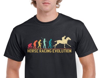 Top Gift T-Shirt for Dad: Evolution of Horse Racing Sports Cotton Comfort