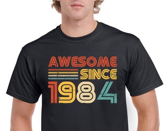 40. Geburtstag T-Shirt Geschenke Geschenke für Dad Herren Baumwolle T-Shirts Ehrfürchtig seit 1984 V2 40 Jahre altes Geschenk