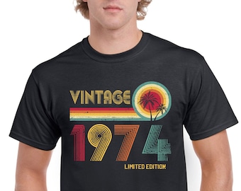 50th Birthday TShirt Gifts Presents For Dad Mens Cotton T-shirts Vintage 1974 Limited Edition 50 Years Old Gift