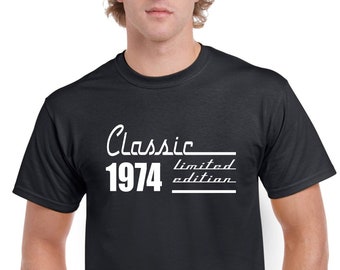 Mens 50th Birthday Gifts For Dad T Shirt Top Shirt Gift Present Fifty Classic 1974 Limited Edition Funny 50 Years Old Tee