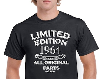 Mens 60e verjaardag cadeaus voor papa T Shirt Top Shirt cadeau aanwezig zestig Limited Edition jaar 1964 alle originele onderdelen grappig 60 jaar oud Tee