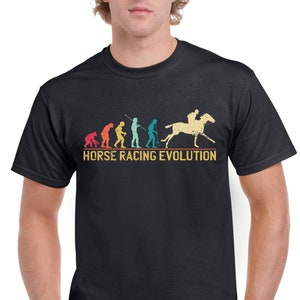 Top Gift T-Shirt for Dad: Evolution of Horse Racing Sports Cotton Comfort
