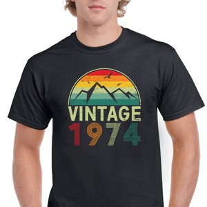 T-shirt 50e anniversaire cadeaux cadeaux pour papa T-shirts en coton pour homme vintage 1974 cadeau 50 ans