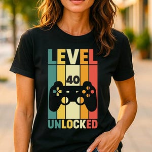 Womens Custom Personalised Birthday T Shirt, Level Unlocked T Shirt, Gaming T Shirt, Birthday Gift, Gamer Birthday Shirt, Any Year T Shirt