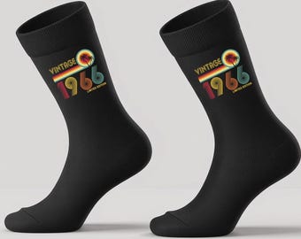 60th Birthday Socks Born In 1966 Gift Age 60 Years Old Retro Design Sock Limited Edition Vintage Palm Tree Socks Novelty Happy Milestone
