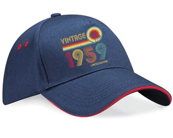 65e verjaardag hoed 65 jaar oud geboren in 1959 geschenken 5 paneel katoenen pet Sandwich Peak Vintage 1959 Limited Edition