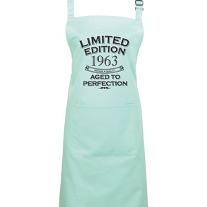 Baking Apron 61st Birthday Apron Funny Gifts For Dad Cooking 61 Years 1963 Aged To Perfection Polyester & Cotton Aqua