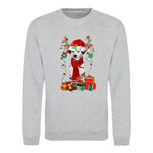 Pull De Noël Moche – Motif Dalmatien Et Père Noël – Pour Amoureux Des Chiens, Style Humour Festif