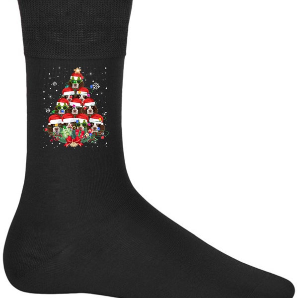 Socken Englisch Springer Spaniel Weihnachtssocken Secret Santa Hund Weihnachtssocken für Männer und Frauen Weihnachten Baumwollsocken für Erwachsene