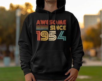 70th Birthday Gift Vintage Awesome Since 1954 Retro Style Birthday Hoodie, Unique Gift for Birthday