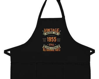 Grembiule Da Barbecue 70° Compleanno Uomo - Vintage Auto 1955, Impermeabile Con Tasche
