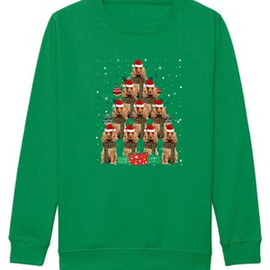 Kids Christmas Jumper Cocker Spaniel Dog Kids Xmas Gift Childrens Xmas Sweater Kids Christmas Sweatshirt Childs Xmas Tree 2 Green