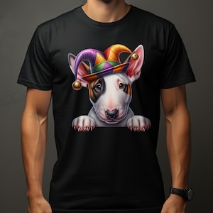 Bull Terrier hond pup Jester Hat ontwerp hondenliefhebber cadeaus aanwezig voor Mans beste vriend huisdier cadeau hond ontwerp T-shirt hoodie sweatshirt