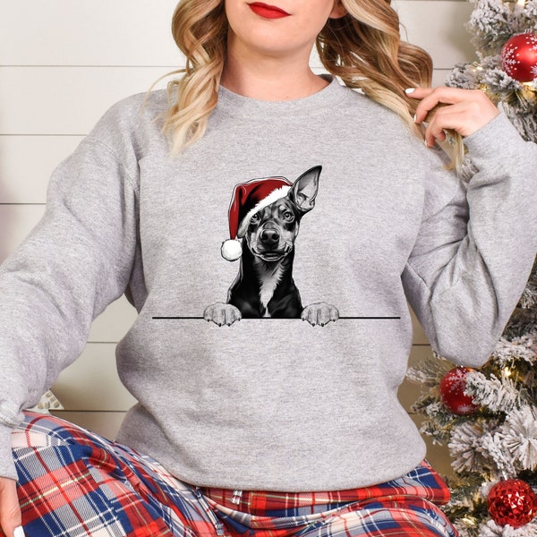 Xmas Sweatshirt Manchester Terrier Dog Christmas Sweater Xmas Jumper Day Santa Hat For Men Women & Kids