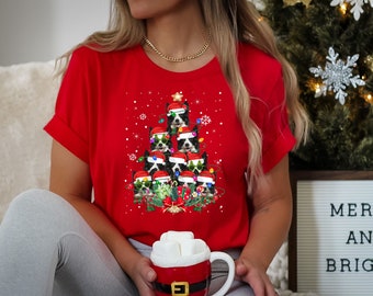 Border Collie Dog Gifts Navidad Navidad Hombres Mujeres Niños Camiseta Camiseta Árbol Santa Lover