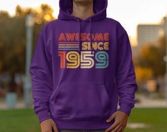 65th Birthday Gift Vintage 1959 Awesome Since Retro Year Hoodie