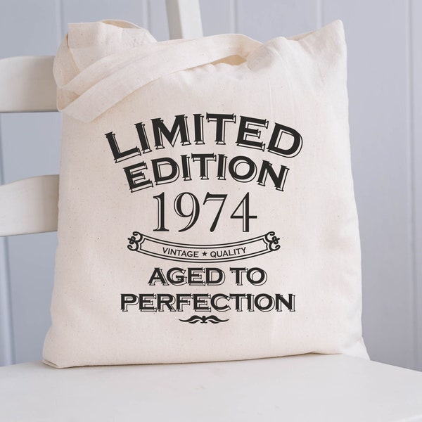 50th Birthday Gifts For Women 50th Tote Bag 1974 Gifts Tote Bags For Women Tote Bags Canvas Tote Bags Uk 50th Birthday Bag 50th Tote Bags