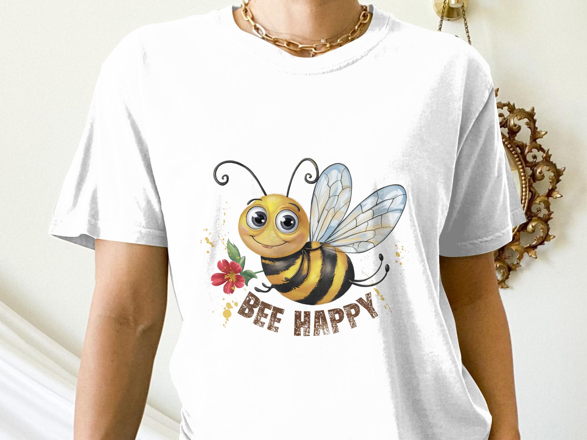 Funny Bee T Shirt for Women Ladyfit, Cute Bee Happy Graphic Tee