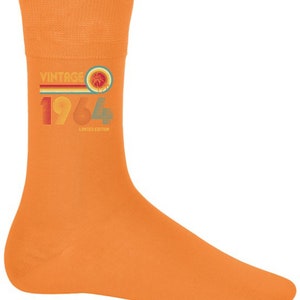 Socks 60th Birthday Gifts For Men Or Women Vintage 1964 Limited Edition 60 Years Old Orange