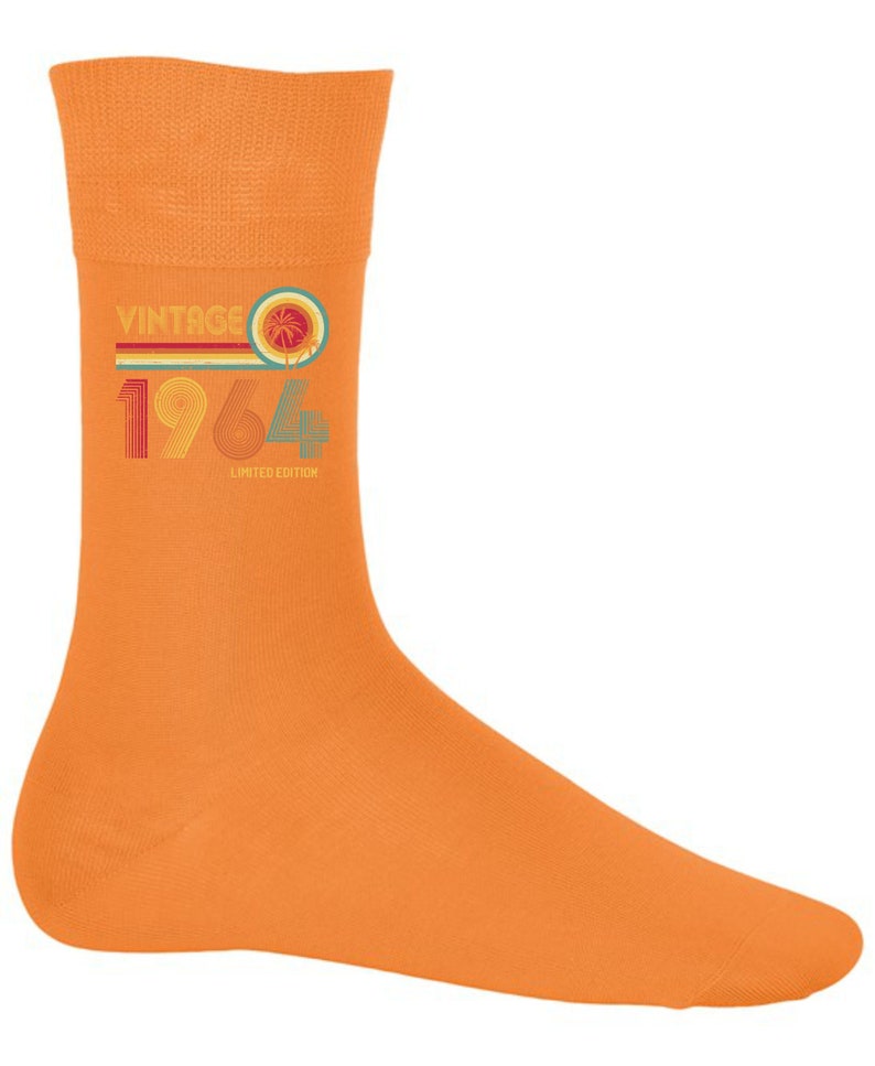 Cadeaux d'anniversaire pour homme ou femme, chaussettes vintage 1964, édition limitée 60 ans Orange