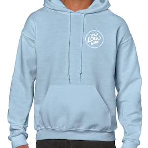 Personalised Hoody Hoodie Custom Work Sweatshirts For Men Printed Workwear Text Or Logo Hospitality Working Top Sky Blue