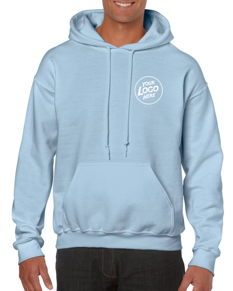 Personalised Hoody Hoodie Custom Work Sweatshirts For Men Printed Workwear Text Or Logo Hospitality Working Top Sky Blue