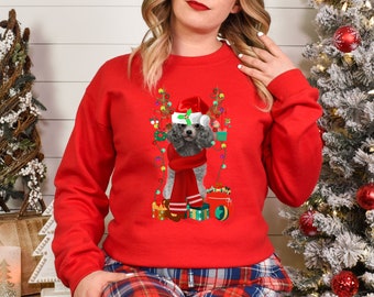 Xmas Sweatshirt Poodle Dog Christmas Sweater Unisex Xmas Jumper Day Stocking Filler