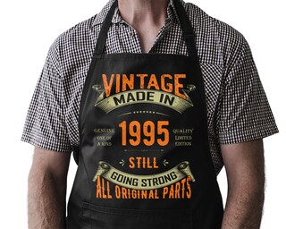 Grembiule Da Barbecue Per 30° Compleanno Uomo - Con Tasca, Impermeabile, Scritta "Auto D'Epoca Anno 1995"
