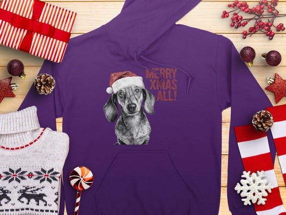 Produktbild von Dackel Weihnachtsshirt, Lustiges Weihnachtsshirt, Süßes Hundehemd, Dackel Shirt Für Frauen, Frohe Weihnachten Dackel Durch Den Schnee - Österreich