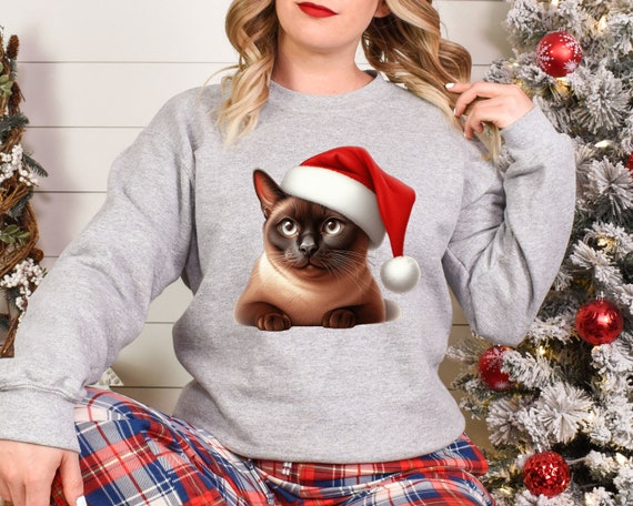 Xmas Sweatshirt Egyptian Mau Cat Christmas Sweater Xmas Jumper Day Santa Hat for Men Women Kids Stocking Filler Etsy UK