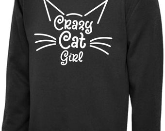 Cat Gifts For Kids Girls Childs Funny Crazy Cat Girl Gift Jumper Sweatshirt Tee Cat Lover
