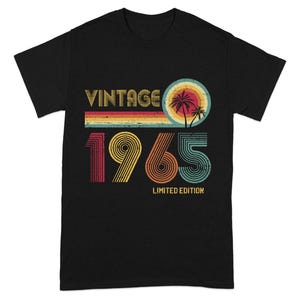 Vintage 1965 TShirt Limited Edition Retro Sunset Palm Tree 60th Birthday T Shirt Born In 1965 Gifts 60 Year Old Gift Ideas Sixty Gifts