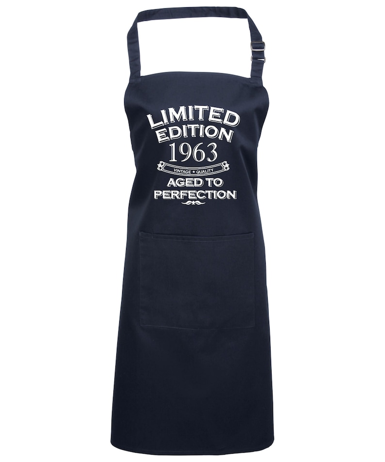 Baking Apron 61st Birthday Apron Funny Gifts For Dad Cooking 61 Years 1963 Aged To Perfection Polyester & Cotton Navy Blue