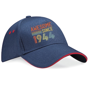 80th Birthday Hat 80 Years Old Born In 1944 5 Panel Cotton Cap Sandwich Peak Awesome Since 1944 #1