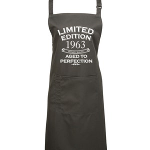 Baking Apron 61st Birthday Apron Funny Gifts For Dad Cooking 61 Years 1963 Aged To Perfection Polyester & Cotton Dark Grey