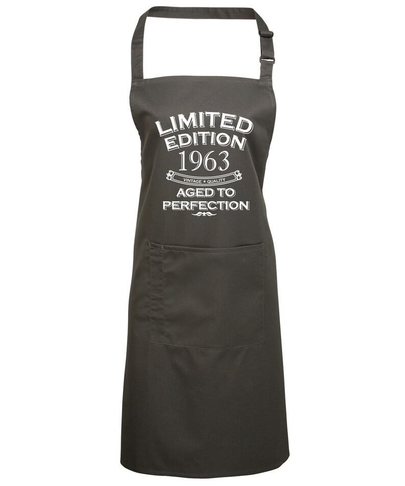 Baking Apron 61st Birthday Apron Funny Gifts For Dad Cooking 61 Years 1963 Aged To Perfection Polyester & Cotton Dark Grey