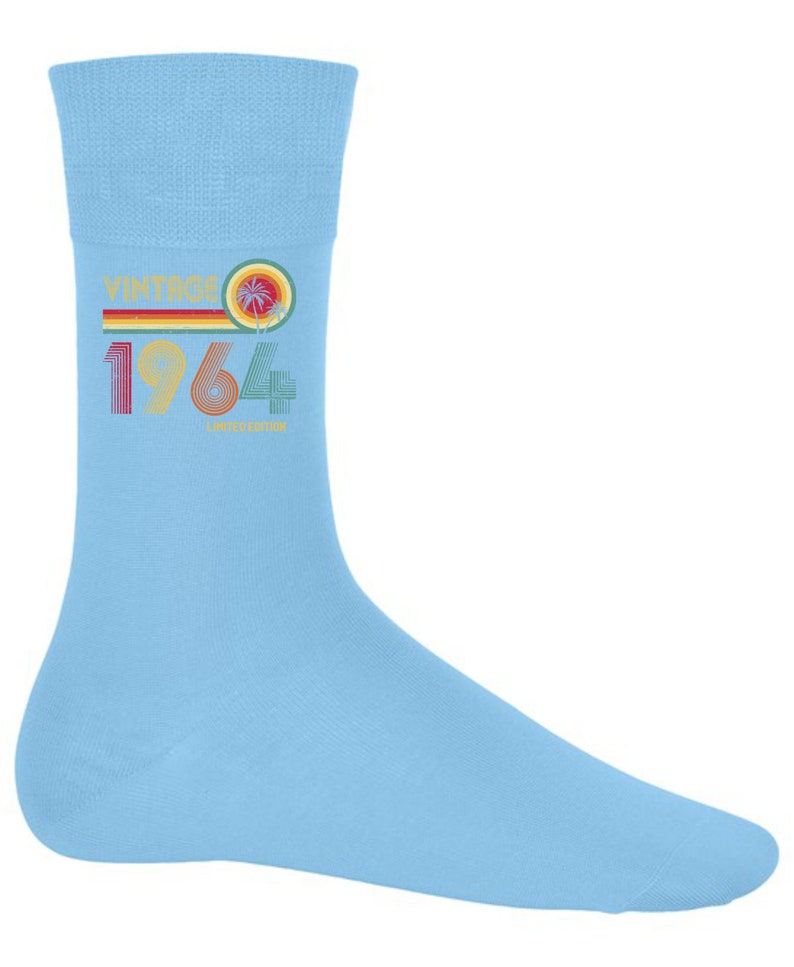 Cadeaux d'anniversaire pour homme ou femme, chaussettes vintage 1964, édition limitée 60 ans Sky Blue