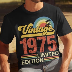 Men’s Funny 50th Birthday Shirt – Vintage 1975 Limited Edition Tee – Retro Gift for Him – 50 Years Old Graphic T-Shirt