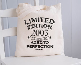 21-årspresent till kvinnor 21-års tygväska 2003 Presenter Tygväskor för kvinnor Tygväskor Canvas Tygväskor Storbritannien 21-års födelsedagsväska 21-års tygväskor