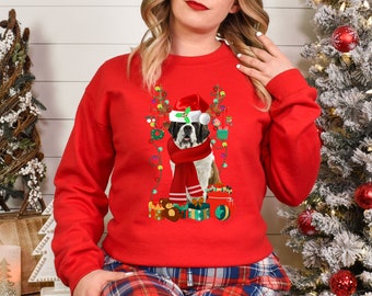 Xmas Sweatshirt Saint Bernard Dog Christmas Sweater Unisex Xmas Jumper Day Stocking Filler