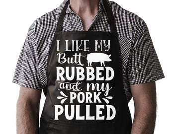 Tablier de cuisine avec slogan drôle, tabard de cuisine J'aime me frotter les fesses et me gratiner de porc Cadeau tablier pour les chefs Grill Masters