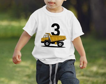 Maglietta di compleanno per bambini di 3 anni, maglietta di compleanno con camioncino, maglietta di compleanno per bambini di 3 anni, vestito di compleanno per bambini, maglietta per bambini