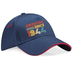 80th Birthday Hat 80 Years Old Born In 1944 5 Panel Cotton Cap Sandwich Peak Awesome Since 1944 #2