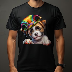 Borderterriër hond pup narren hoed ontwerp hondenliefhebber geschenken aanwezig voor man beste vriend huisdier cadeau hond ontwerp T-shirt hoodie sweatshirt