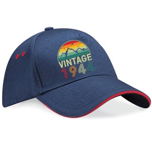80th Birthday Hat 80 Years Old Born In 1944 5 Panel Cotton Cap Sandwich Peak Vintage 1944