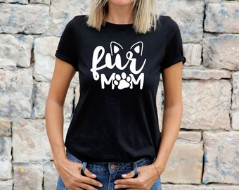 Damen Katzen TShirt Shirt Katzenliebhaber Geschenk für Katzen T-Shirt Fell Mama