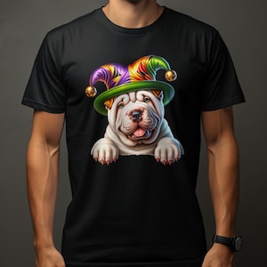 Chinese Shar-Pei-hond Pup Narrenhoed Ontwerp Hondenliefhebber Cadeaus Cadeau Voor Man Beste Vriend Huisdier Cadeau Hond Ontwerp T-shirt Hoodie Sweatshirt
