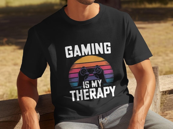 Gaming Is My Therapy T-Shirt for Men, Funny Gamer Shirt, Unique Tee, Video Game Lover Gift, Casual Wear, Cool Gaming Design Shirt